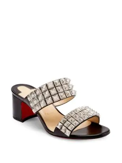 Shop Christian Louboutin Myriadiam Studded Leather Mules In Black