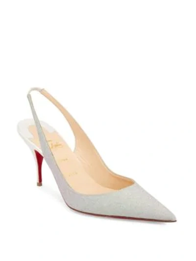 Shop Christian Louboutin Women's Clare Glitter Slingbacks In Silver