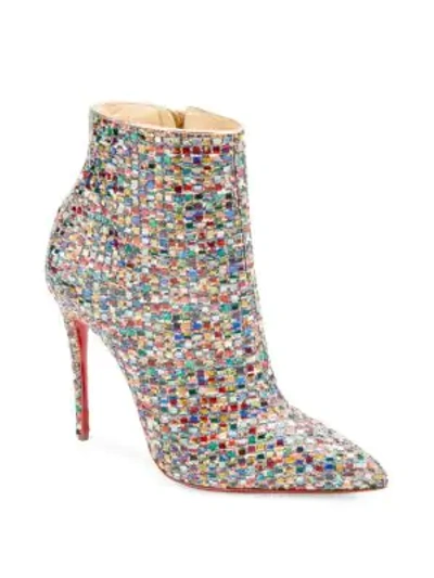 Shop Christian Louboutin So Kate 100 Patchwork Point Toe Booties In Multi