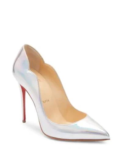 Shop Christian Louboutin Hot Chick 100 Iridescent Leather Pumps In Silver