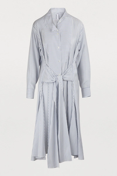 Shop Loewe Striped Shirtdress In White Blue