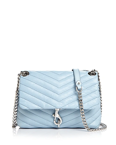 Shop Rebecca Minkoff Edie Quilted Leather Crossbody In Powder Blue/silver