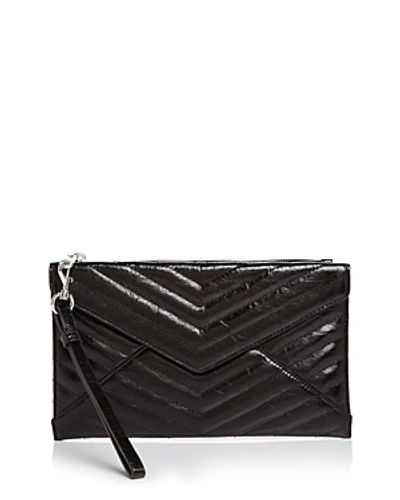 Shop Rebecca Minkoff Leo Quilted Leather Clutch In Black/silver