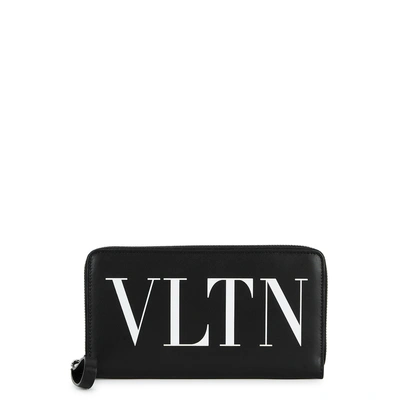 Shop Valentino Vltn Black Leather Wallet