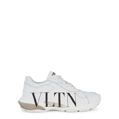 Shop Valentino Vltn Bounce White Leather Sneakers