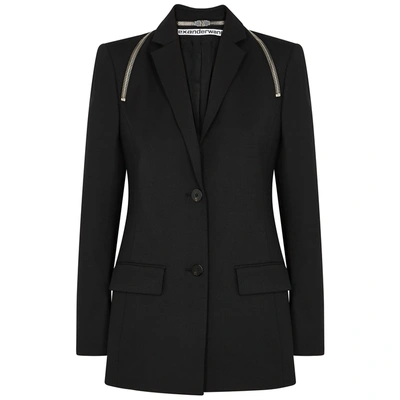 Shop Alexander Wang Black Zip-embellished Blazer