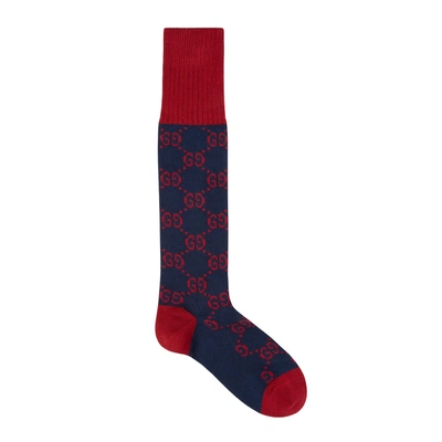 Shop Gucci Gg Intarsia Cotton-blend Socks