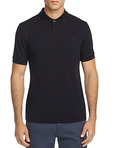 Shop Fred Perry Tonal Twin-tipped Slim Fit Polo Shirt In Navy/navy