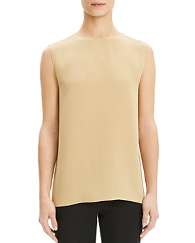 Shop Theory Sleeveless Silk Top In Beige Clay
