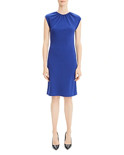 Shop Theory Shirred Neck Dress In Navy Sapphire