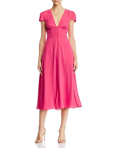 Shop Fame And Partners The Poplar Short-sleeve Button-front Dress In Hot Pink