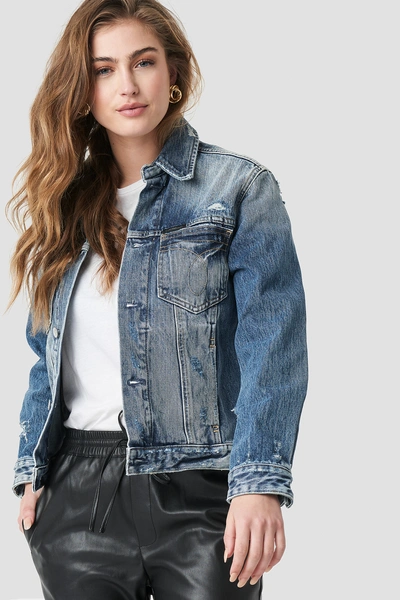 Shop Calvin Klein Foundation Omega Trucker Jacket Blue In Minerva Blue