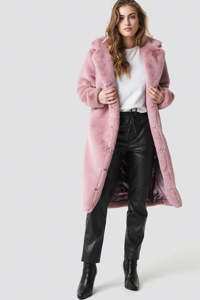 Shop Aéryne Paris Dewi Faux Fur Coat - Pink In Lavande