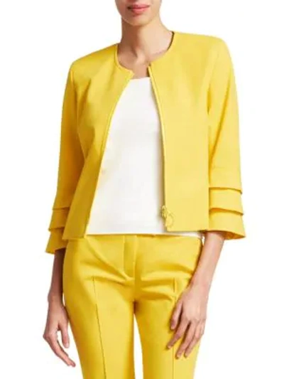 Shop Akris Punto Tiered Sleeve Zip-up Jacket In Limone