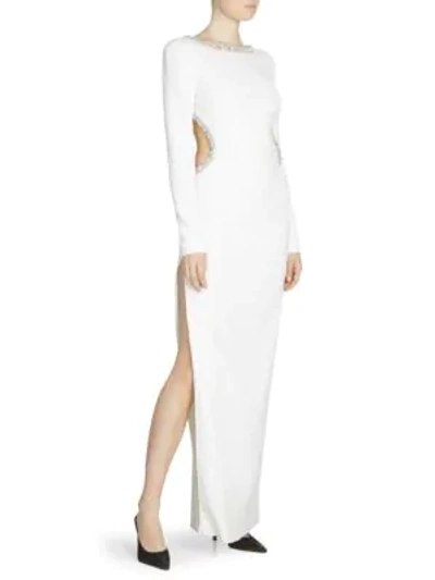Shop Alessandra Rich Crystal Trim Open Back Gown In White