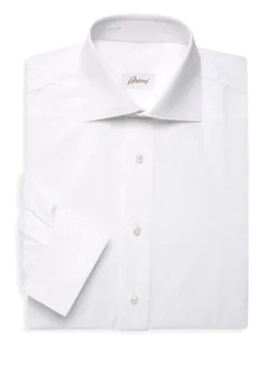 Shop Brioni Classic-fit Cotton Stripe Shirt In White