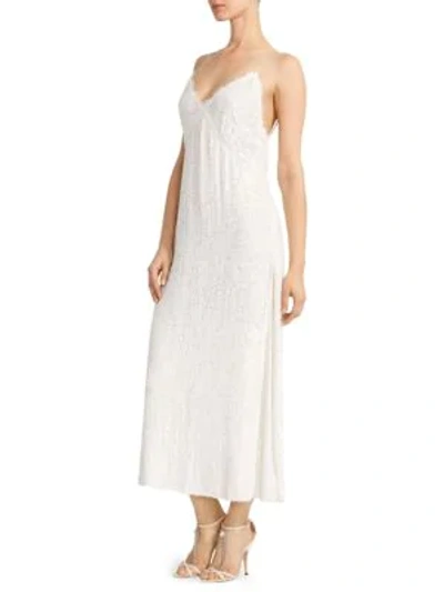 Shop Magda Butrym Hawaii Sequined Slip Dress In Cream