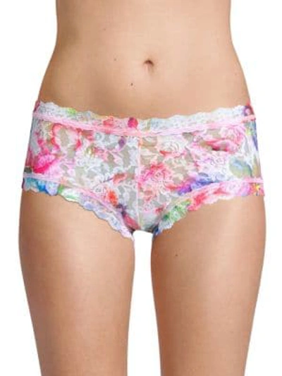 Shop Hanky Panky Impressionista Floral Lace Boyshorts In White Multi