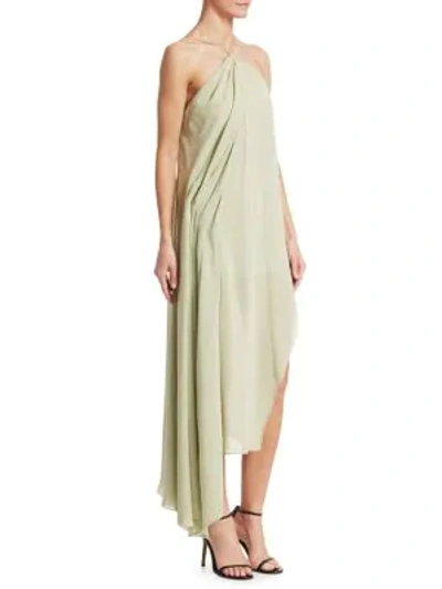 Shop Jacquemus Asymmetric Halterneck Dress In Light Green