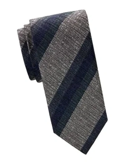 Shop Brioni Regimental Stripe Silk Tie In Green Blue