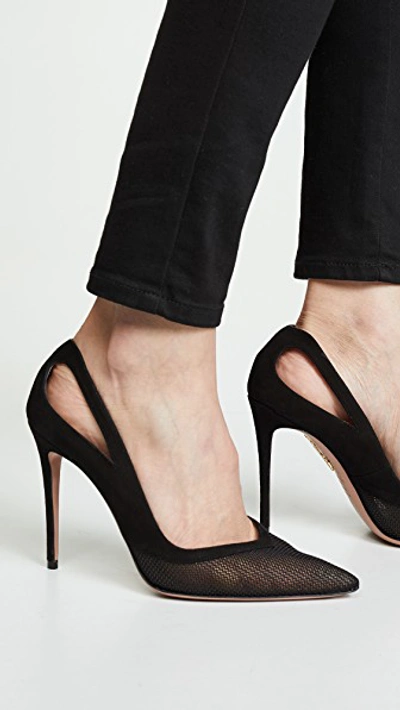 Shop Aquazzura Shiva Mesh Pumps In Black