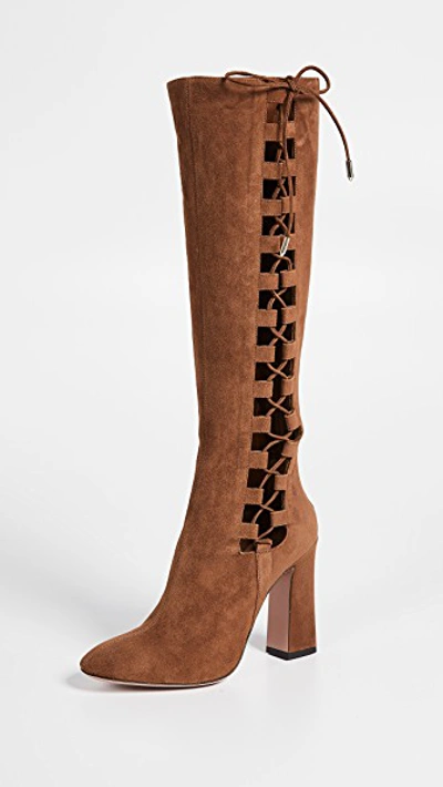 Shop Aquazzura Medina 105 Boots In Cinnamon