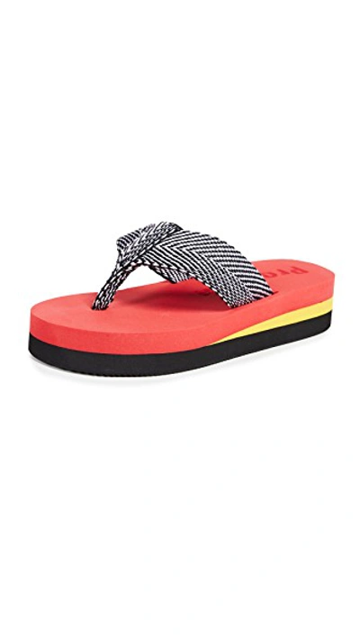 Shop Proenza Schouler Chevron Flip Flops In Red/yellow/black