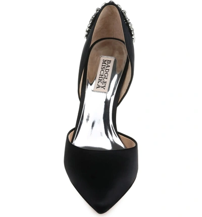 Shop Badgley Mischka Vogue Crystal Embellished D'orsay Pump In Black Satin