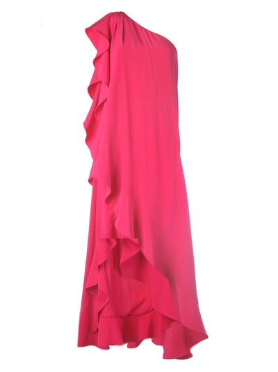 Shop Givenchy Ruffled Asymmetric Dress In Cyclamen