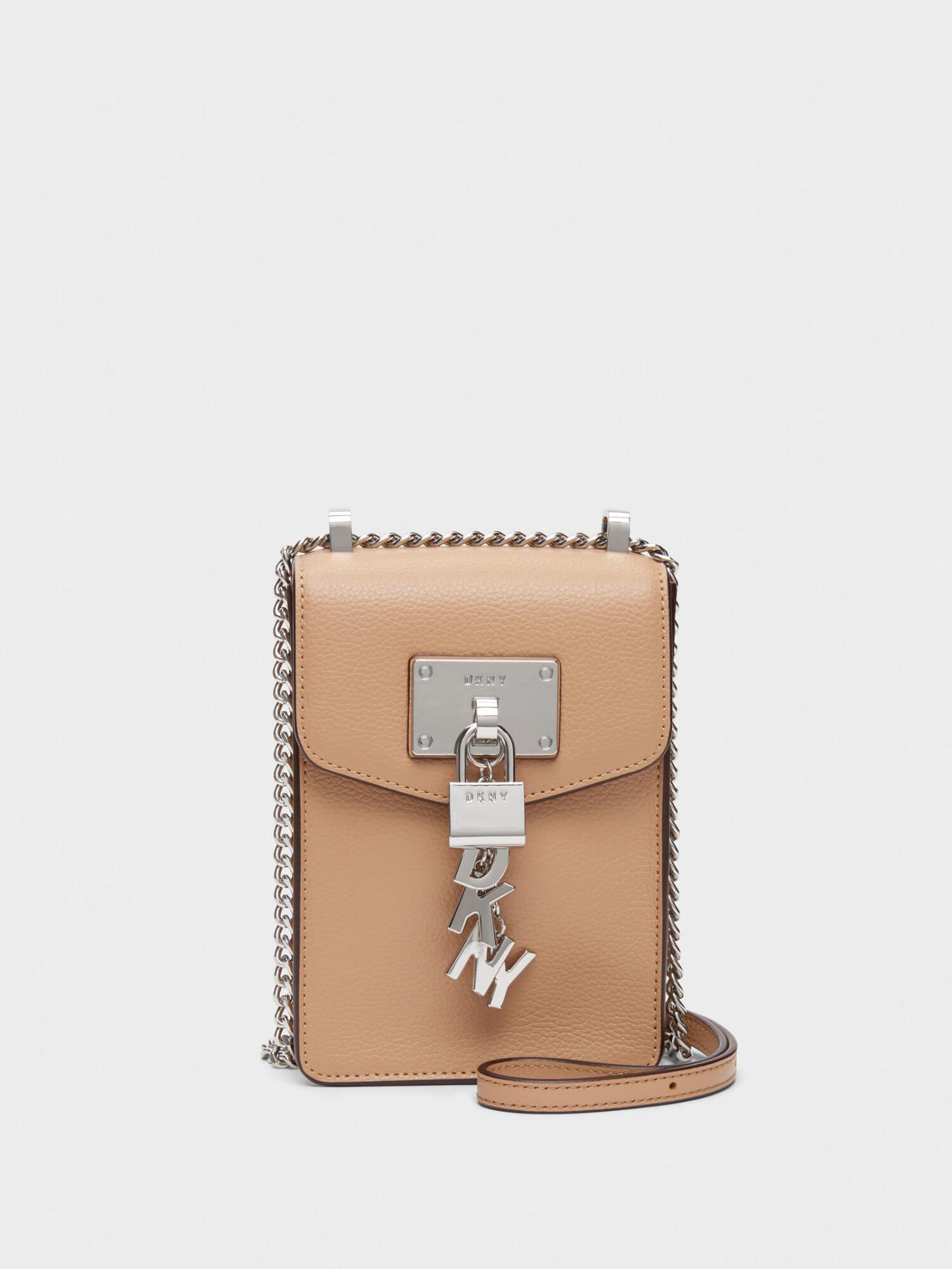 dkny elissa pebbled charm chain strap crossbody