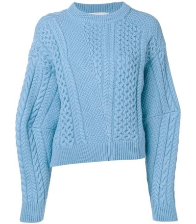 Shop Stella Mccartney Cable Knit Sweater Light Blue