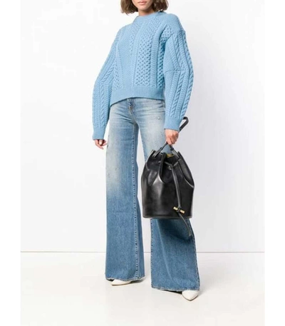 Shop Stella Mccartney Cable Knit Sweater Light Blue