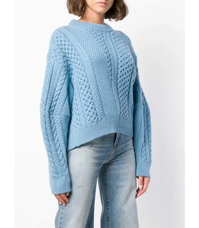 Shop Stella Mccartney Cable Knit Sweater Light Blue