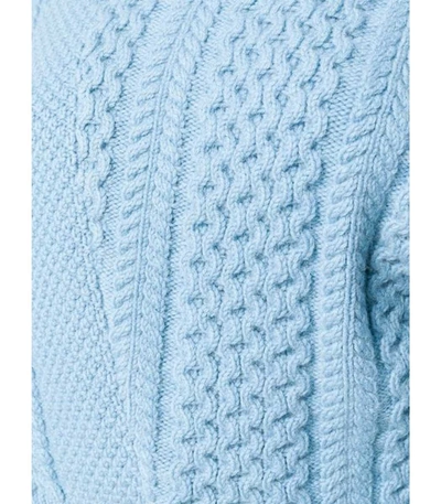 Shop Stella Mccartney Cable Knit Sweater Light Blue
