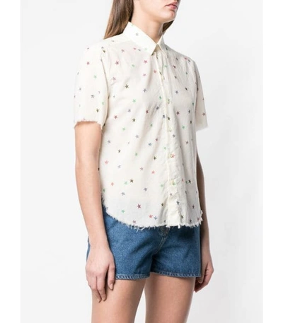 Shop Saint Laurent Star Print Shirt In White Multicolor