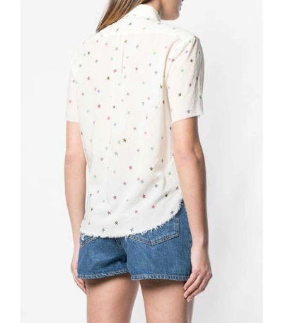 Shop Saint Laurent Star Print Shirt In White Multicolor