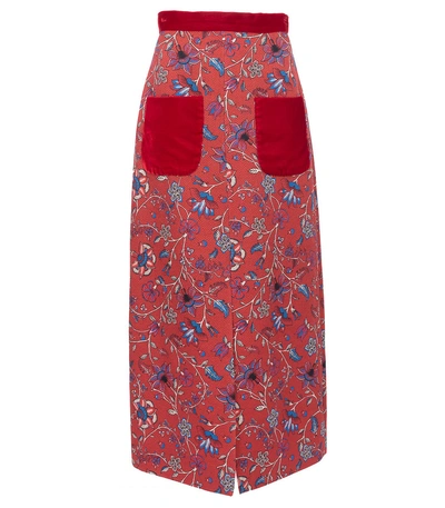 Shop Rebecca De Ravenel Pocket Midi Skirt In Red