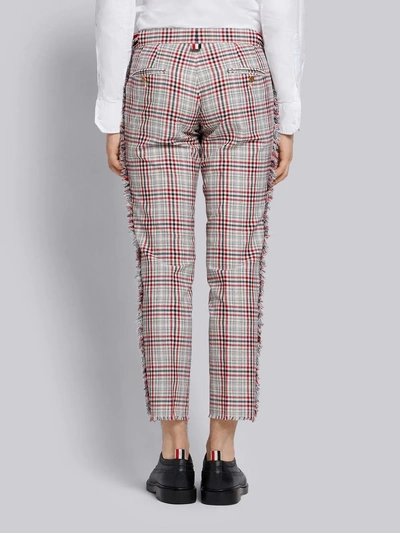 Shop Thom Browne Frayed Shadow Prince Of Wales Trouser In Multicolour