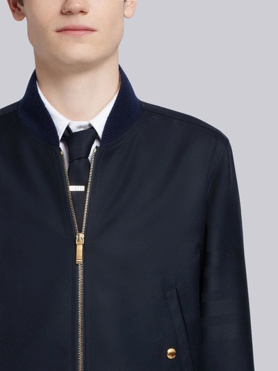 Shop Thom Browne 4-bar Sateen Stripe Blouson Jacket In Blue