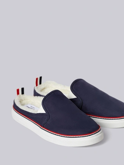 Shop Thom Browne Shearling Lining Trainer Slide In Blue