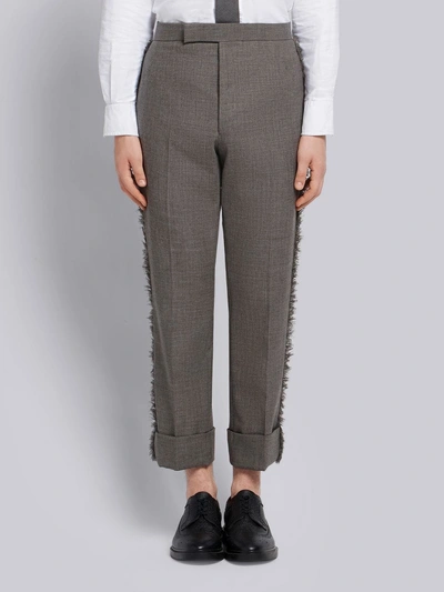 Shop Thom Browne Frayed Edge Classic-fit Trouser In Grey