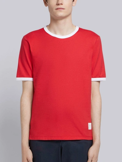 Shop Thom Browne Medium-weight Jersey Ringer Tee In Red
