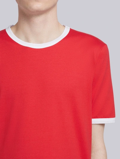 Shop Thom Browne Medium-weight Jersey Ringer Tee In Red