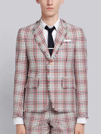 Shop Thom Browne Frayed Shadow High-armhole Sport Coat In Multicolour