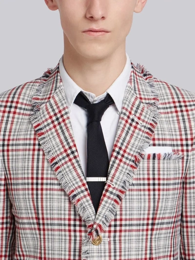 Shop Thom Browne Frayed Shadow High-armhole Sport Coat In Multicolour