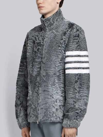 Shop Thom Browne 4-bar Intarsia Textured Jacket In Grey