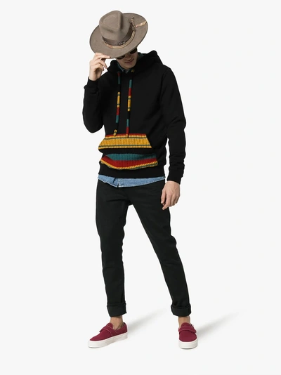 Shop Alanui Knitted Patch Pocket Hooded Sweater In Black