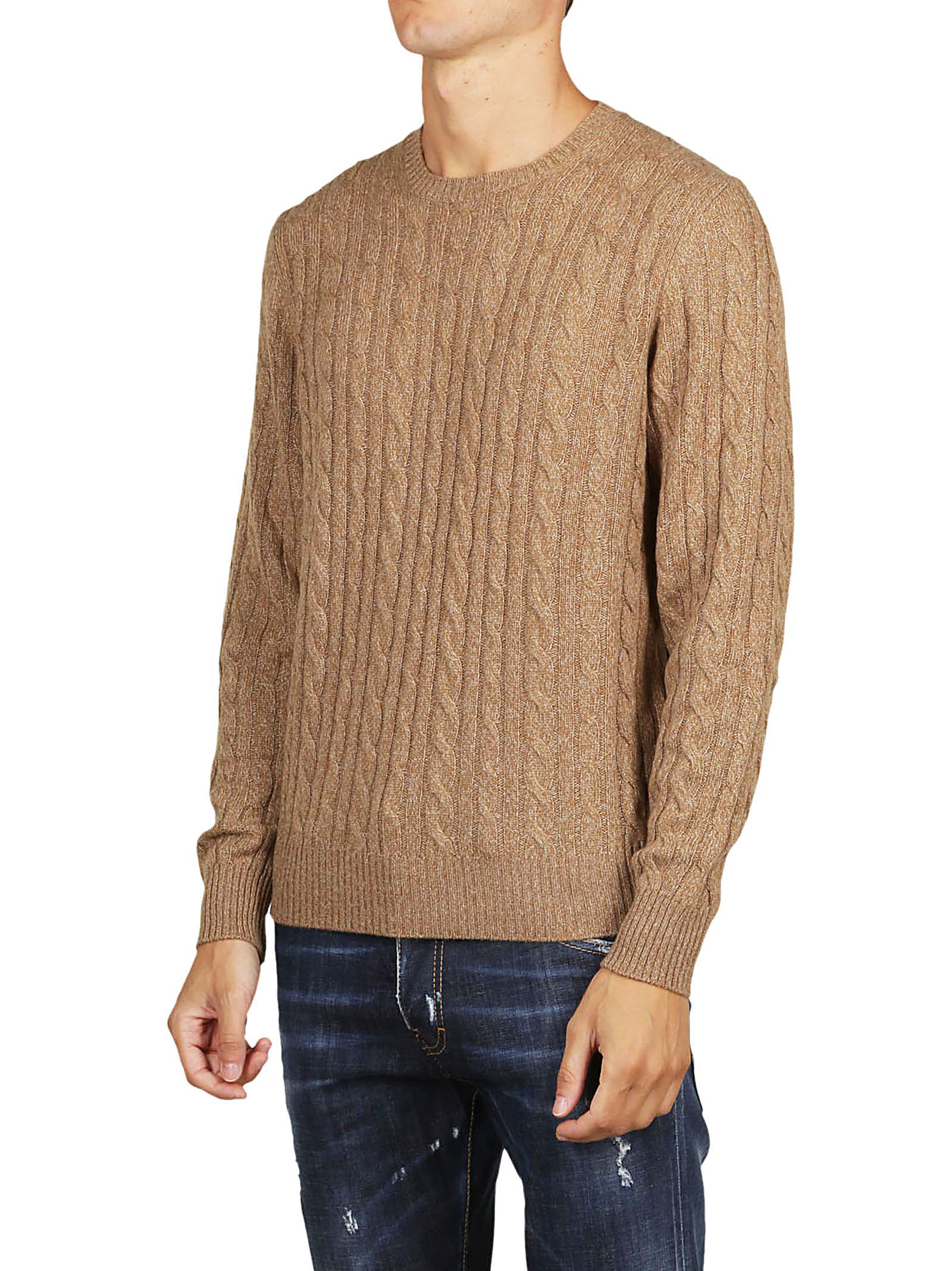 Loro Piana Cable Knit Sweater In Brown | ModeSens