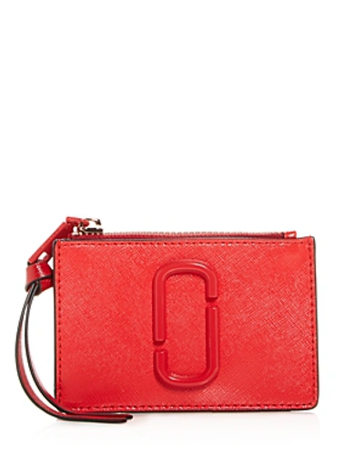 Shop Marc Jacobs Top Zip Leather Multi Card Case In Poppy Red