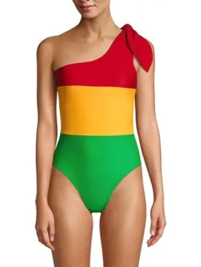 Shop Paper London Barbuda Tri-color One-piece Swimsuit In Multi Jamaica